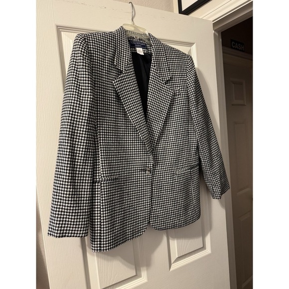Norton McNaughton‎ Women's Petite Blazer Jacket Size 8 Houndstooth - Picture 1 of 5